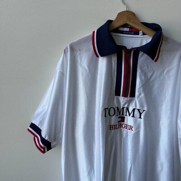Vintage Tommy Hilfiger 90's Men's Mesh Jersey Short Sleeve Collared - XL - Picture 6 of 6